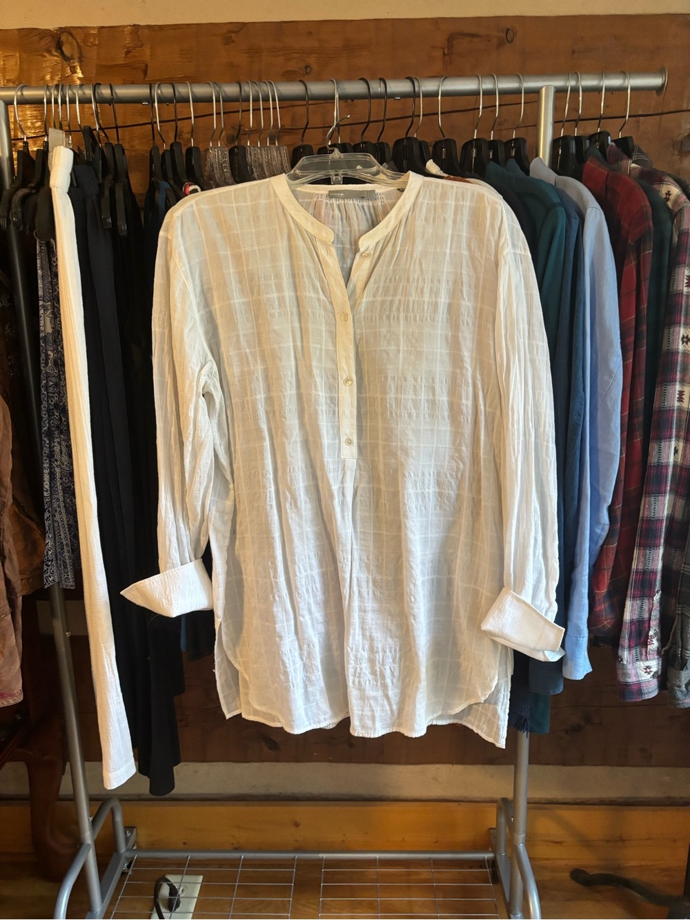 Vince Soft White Button-Front Tunic